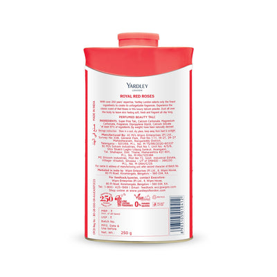4x Yardley London Royal Red Roses Perfumed Talc| Fragrant Beauty Talc for Women| Smooth Texture| 250g - Pack of 4