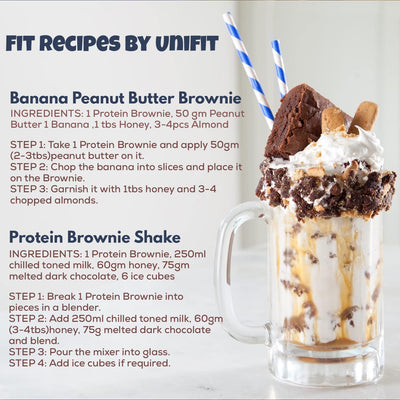 UNIFIT Chocolate Brownie|Ready To Eat|Whey Protein|High Source Of Protein & High Fibre|No Added Sugar|Brownie Cake|Chocolate|Pack Of 4-12.8 Gram
