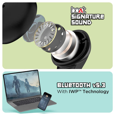 boAt Airdopes 190 TWS Earbuds with Beast™ Mode(50ms) for Gaming, 40H Playtime, Breathing LEDs, Quad Mics ENx™ Tech, ASAP™ Charge & BTv5.3(Black Sabre)