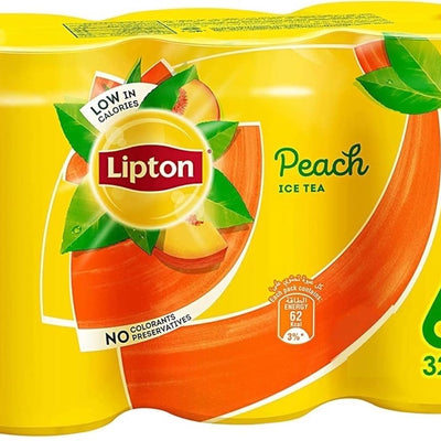 6x Lipton Zero Sugar Peach Ice Tea (Pack Of 6) - 320ml each