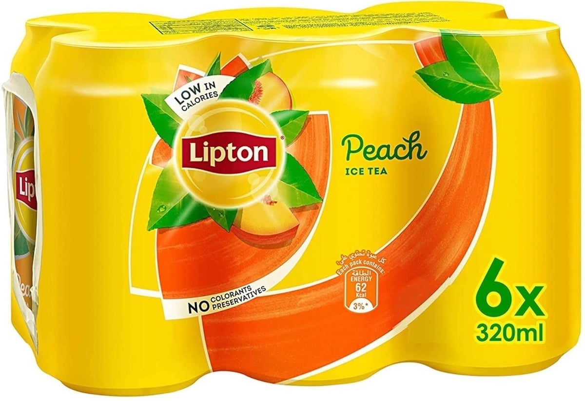 6x Lipton Zero Sugar Peach Ice Tea (Pack Of 6) - 320ml each