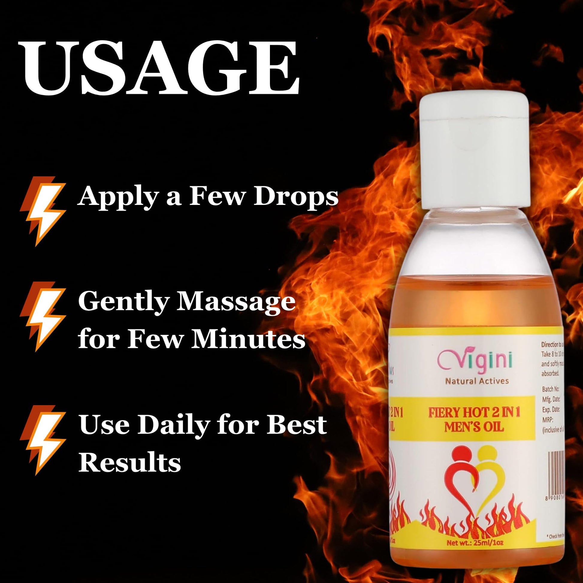 Vigini Massage Oil For Men,100% Natural&Effective Oil For Men,(25Ml)