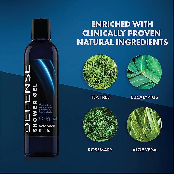 Defense Soap Antifungal Body Wash Shower Gel 236ML 100% Natural Antibacterial Tea Tree Oil And Eucalyptus Oil Helps Wash Away Ringworm, Jock Itch, Psoriasis, Yeast, And Athletes Foot