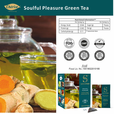 Cherise Specialiteas Soulful Pleasure Turmeric Ginger Herbal Green Tea (2 g x 25 Pyramid Tea Bags)