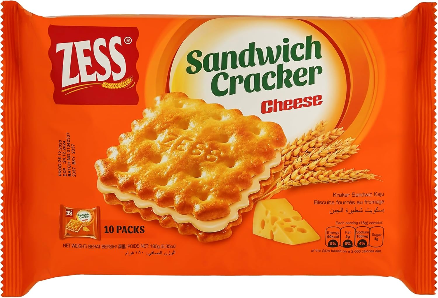 Zess Cheese Sandwich Cracker, 180 g
