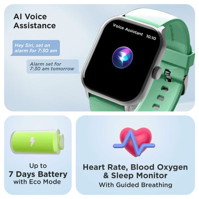 boAt Wave Edge Smart Watch with 1.85" HD Display, Advanced Bluetooth Calling Chip, Functional Crown, 100+ Sports Modes,Widget Control,AI Voice Assistance,Inbuilt Games, IP68(Sage Green)