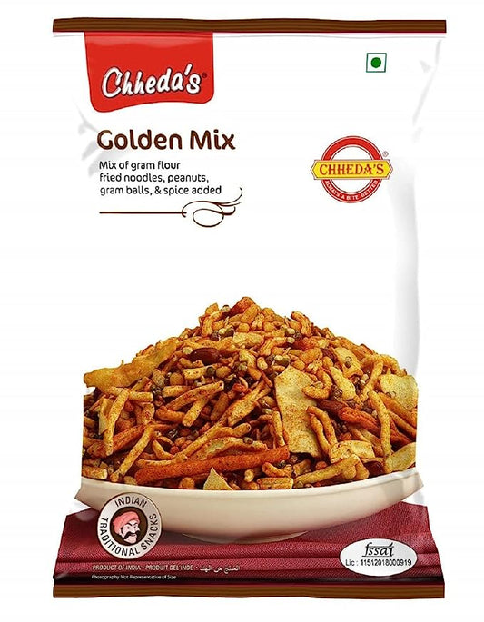 Chheda's - Golden Mix - Besan Sev, Peanuts, Boondi, Green Peas - 350 Gm Pack of 1