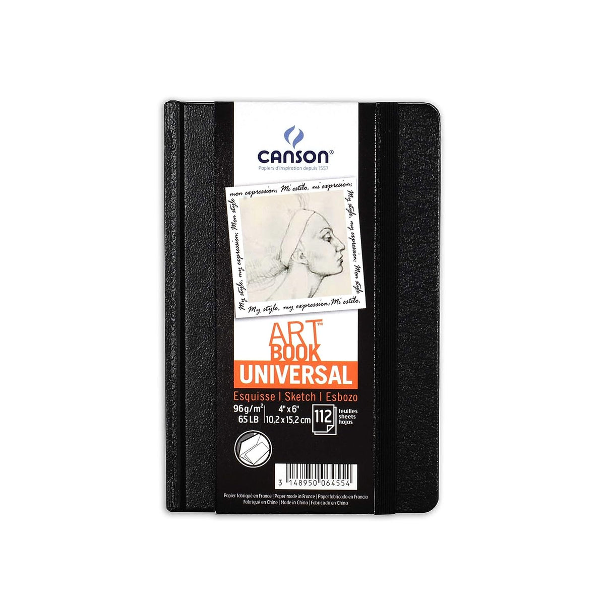 Canson Universal 96 GSM Light Grain 10.2 x 15.2 cm Drawing Paper Hardbound Book (White, 112 Sheets)