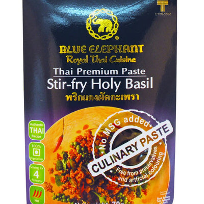 4x Blue Elephant Thai holy Basil stir Fry Paste 70g  each - Pack of 4
