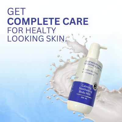 Dermistry Deep Nourishment Body Milk Lotion for Sensitive & Dry Skin, Calming & Soothing with Shea Butter & Vitamin E, Non-Greasy, Repairs & Smoothens Skin, Moisturizer For Winter, Men & Women
