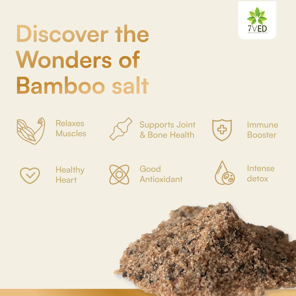 7VED Bamboo Salt, 1kg - Antioxidant, Anti-inflammatory, Supports Joint & Bone Health, Heart Health, Immune Booster, Detoxifier, Alkalizing Effect