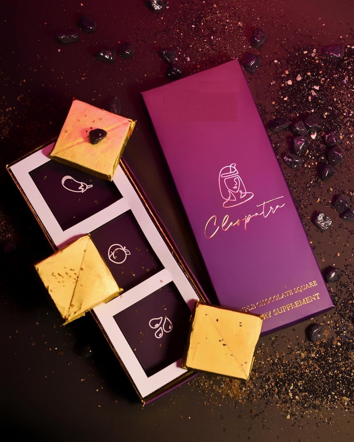 Cleopatra Intimate Chocolate Bars For Uplifting Mood, Vitality, More Desire & Enjoyment Best Gift Set Ideal For Men & Women, 60g With 1 Handcuffs (Hathkadi), 1 Blindfold & 2 Dice