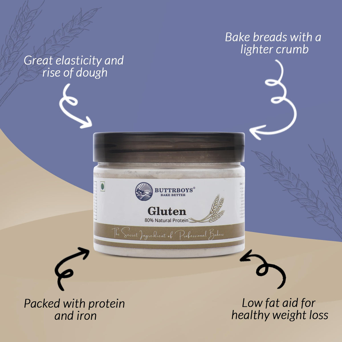 ButtrBoys Gluten Flour The Secret Ingredient of Professional Bakers, 125 GMS