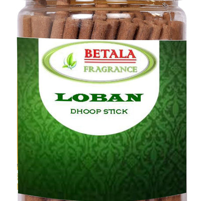 Betala Fragrance Loban Flavour Dhoop Sticks for Pooja, Pack of 200 Gm Dhup Batti with Holder, Agarbatti, Incense Stick, Sandal, Cones, Cup, Sambrani (200 Gm, LOBAN)