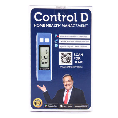 Control D Blue Meter Kit with 25 Single Foil Strips Glucometer (Blue)