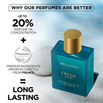 Bella Vita Luxury Men & Women Edt Fresh, Rose Edp Liquid Perfumes Combo, Pack Of 2 Premium Long Lasting Fragrance Scents & W, 100 Ml Each