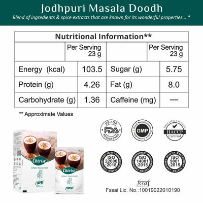 Cherise Tapri Premium Jodhpuri Masala Doodh, Instant Milk Premix (23 g x 7 Sachets)