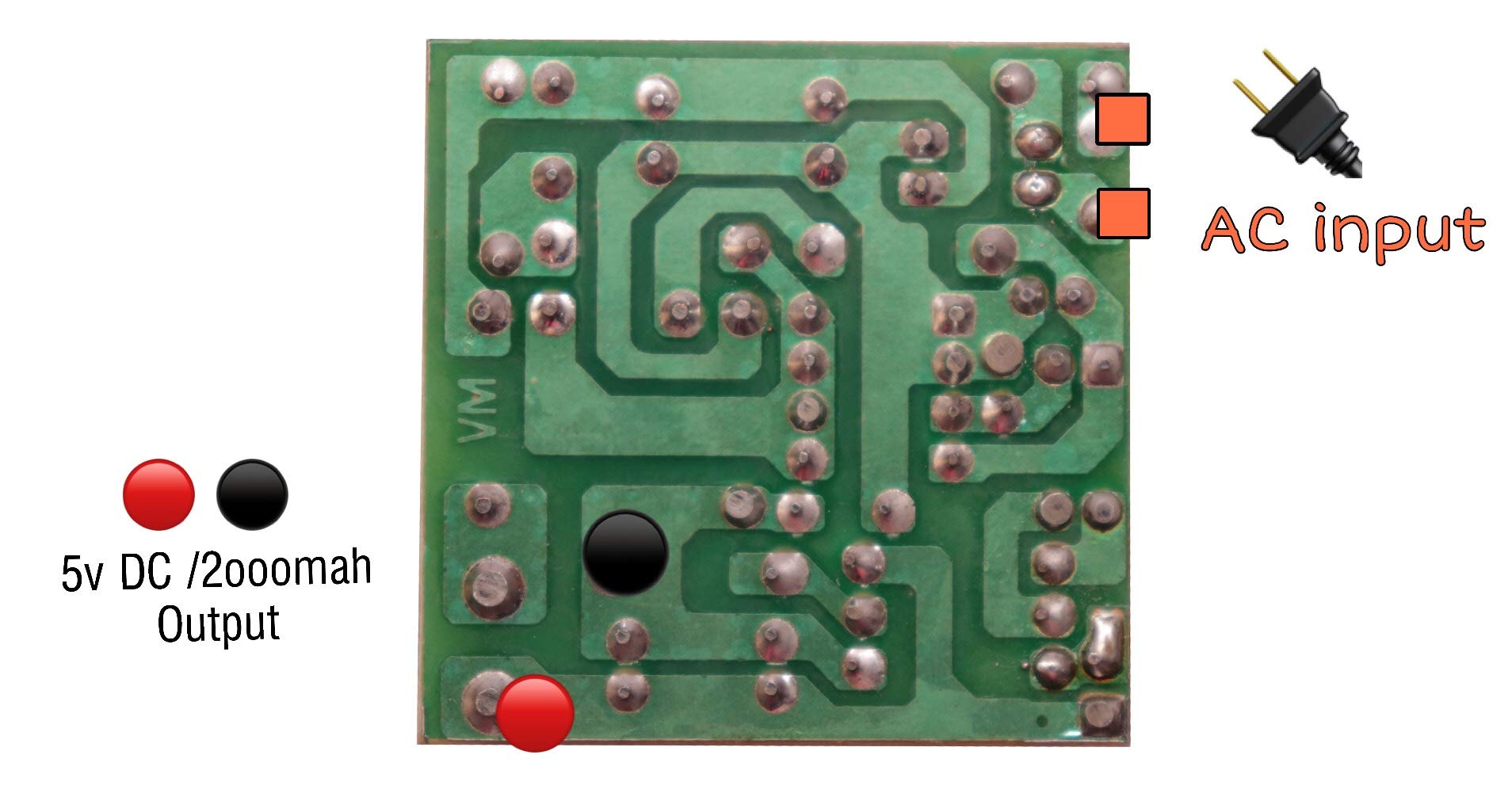 5V 2A Power Supply Board (PCB) (220V AC to 5V DC SMPS Power Supply PCB Circuit)