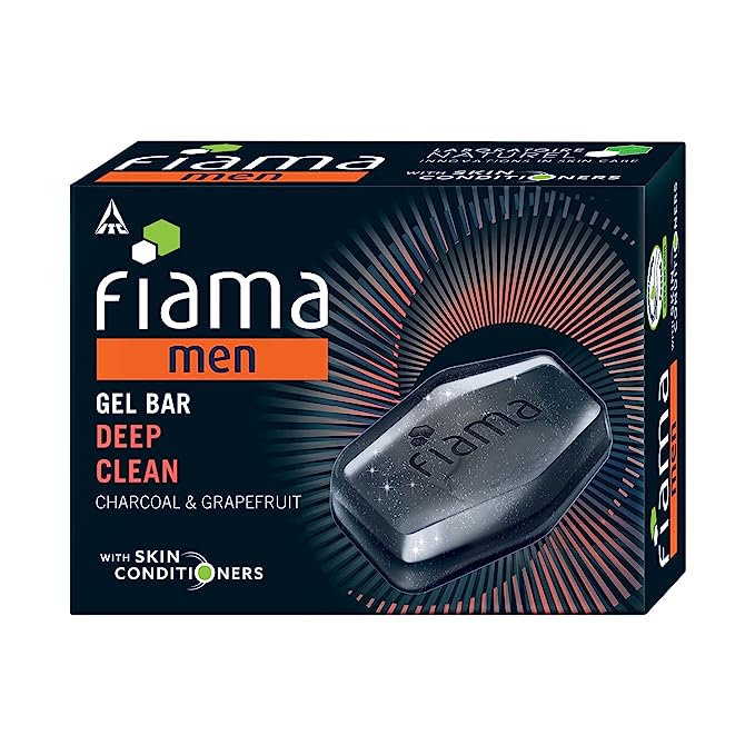 Fiama Men Deep Clean Gel Bar, With Charcoal, Grapefruit & skin conditioners, 125g soap