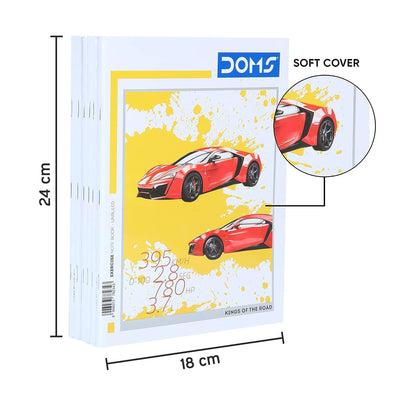 Doms Kings Of The Road Series Notebook | Unruled | 57GSM | 172 Pages | 18 x 24 cm | Pack of 6