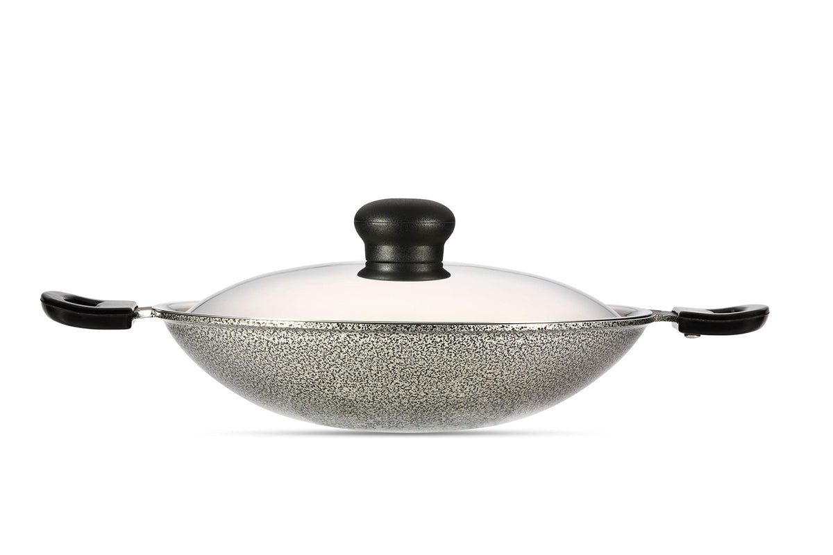 Butterfly Raga Deluxe Non-Stick Aluminium Appachatty with Lid, 20 cm, Black
