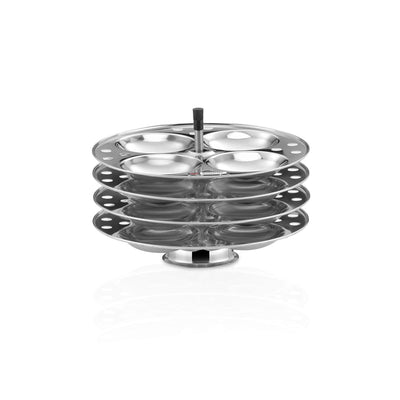 Butterfly Stainless Steel Idli Cooker, Idly Maker Set with 4 Plates, 16 Idlies, Silver, Standard, 4 Liters