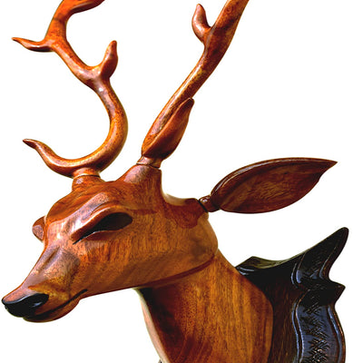 BK ART & CRAFTS Handicraft Wooden Deer Head with handicrafts Home Decor Showpiece Wall Decoration for Living Room, Bedroom and Office, Pack of 1