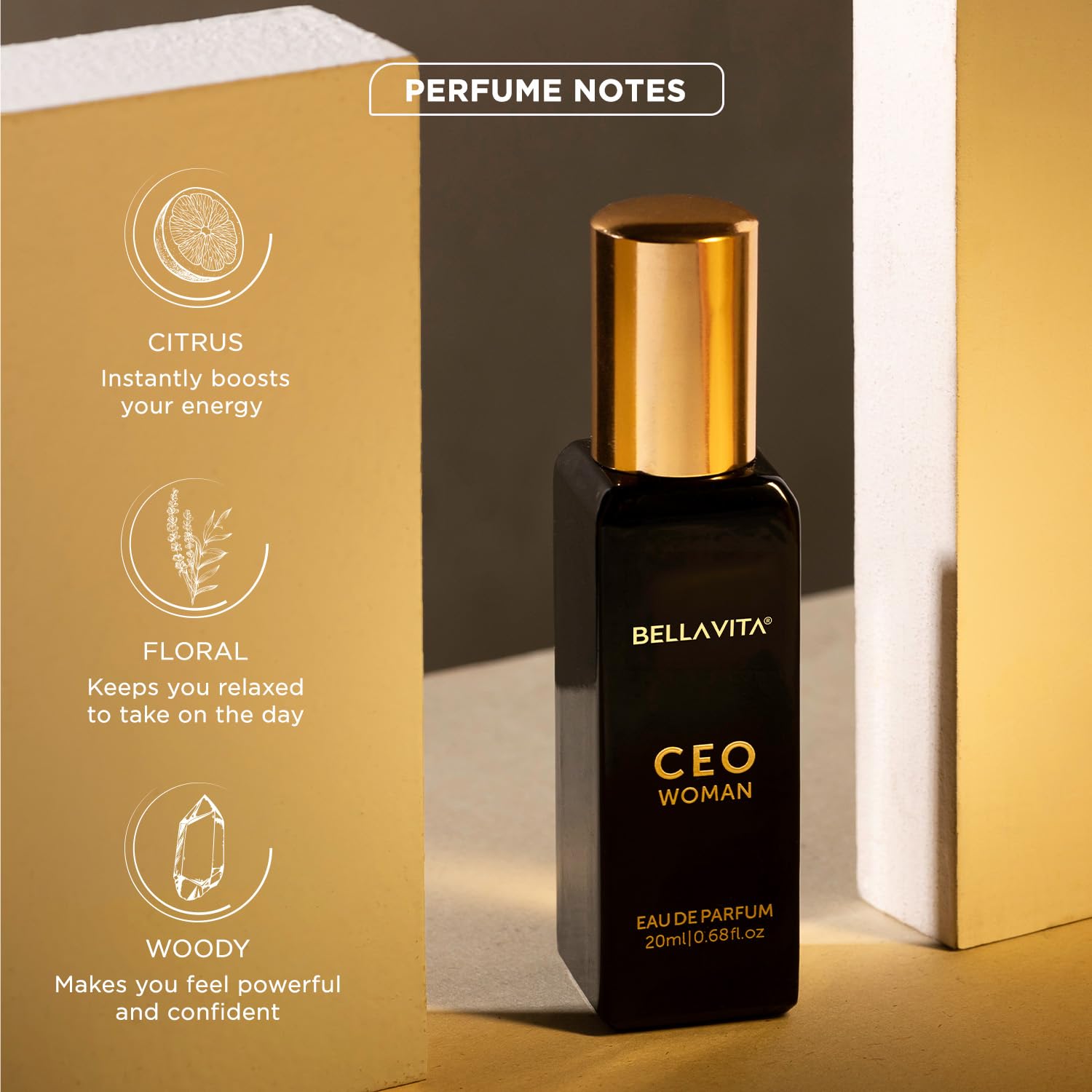 Bella Vita Luxury CEO Woman Eau De Parfum Perfume with Bergamot, Tonka & Vanilla |Premium,Long Lasting Woody & Fruity Fragrance Scent for Women, 20 ML
