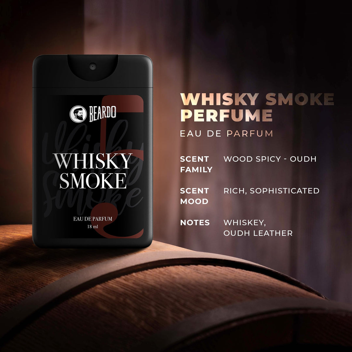 Beardo Whisky Smoke Pocket Perfume for Men 18ml | Spicy, Woody - Oudh | Long Lasting Mens Perfume | Date night fragrance Body Spray for Men | Eau De Parfume