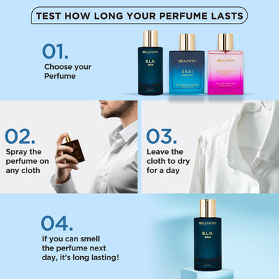 Bella Vita Luxury B.L.U Man Eau De Parfum Perfume with Lemon, Black Pepper, Orris, Musk|Premium, Long Lasting Fresh Aromatic Fragrance for Men, 100 ML
