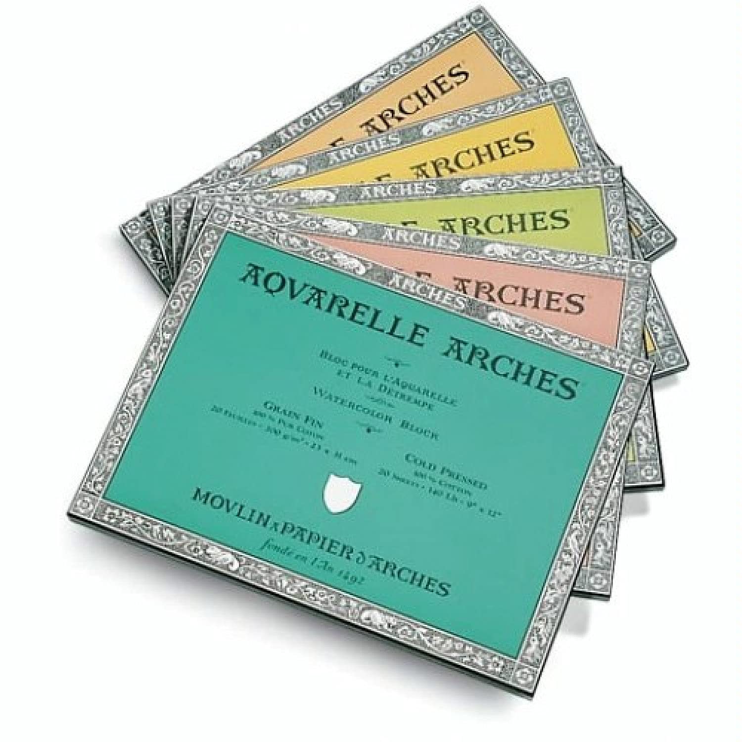 Arches Watercolour 300 GSM Cold Pressed Natural White 15 x 30 cm Paper Blocks, 20 Sheets