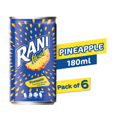Rani Float - Pineapple - Can - Pack of 6 X 180 Ml, Vegetarian