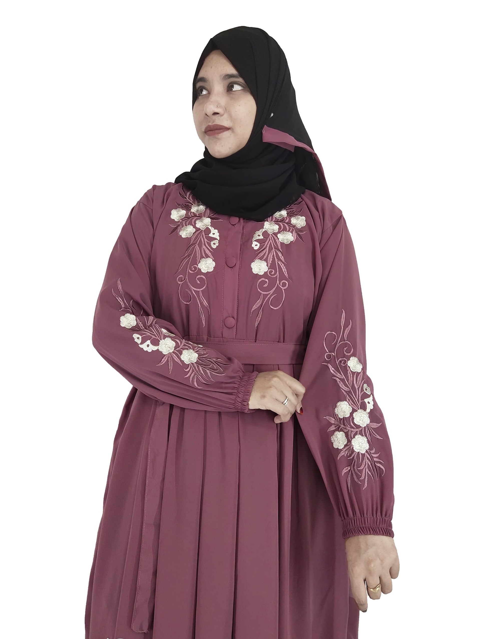 BURAQUE DESIGNER Free Size Muslim Burqa/Abaya & Burkha Dress for Muslim women and Girl's (E16-Purple-Burkha)