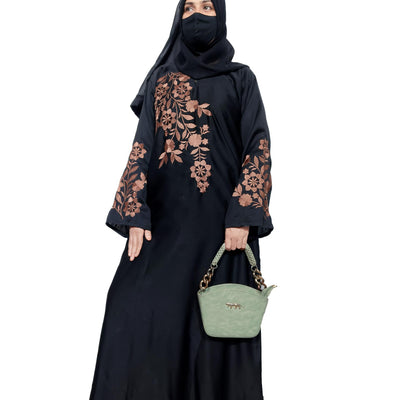 BURAQUE DESIGNER Nida Fabric Free Size Muslim Burqa/Abaya & Burkha Dress for Muslim Women and Girl's (E07-Large Copper-Burkha)