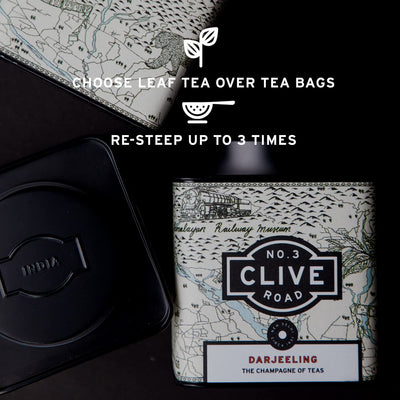 Clive Road Darjeeling - 50+ Cups, Premium Tea Tin, Champagne of Teas, Muscatel & Fruity Flavour, Garden Fresh, Iced/Hot Black Tea, Second Flush Quality, 100 g