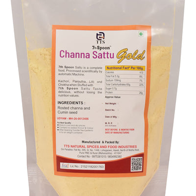 7th Spoon Rosted Chana Sattu Gold Pure, Tasty Flour and Delicious Masaledar Chana Sattu 1Kg.