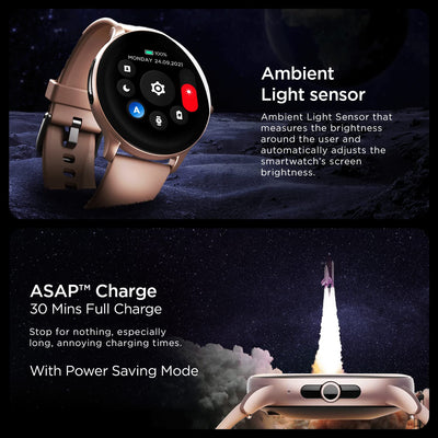 boAt Lunar Call Pro Smart Watch with 1.39 AMOLED Display, BT Calling,DIY Watch Face Studio, Coins, SensAI(Cricket Analysis),Apollo 3 Blue Plus Processor,Ambient Light Sensor(Cherry Blossom)