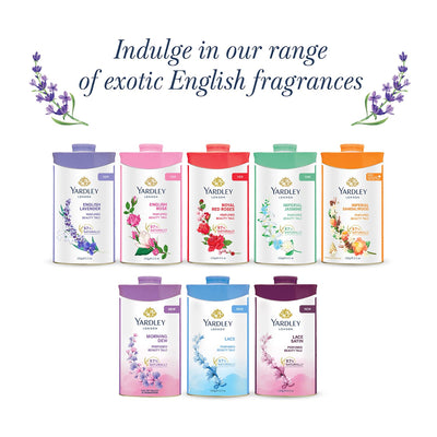 4x Yardley London English Lavender Perfumed Talc| Fragrant Beauty Talc for Women| Smooth texture | 250g - Pack of 4