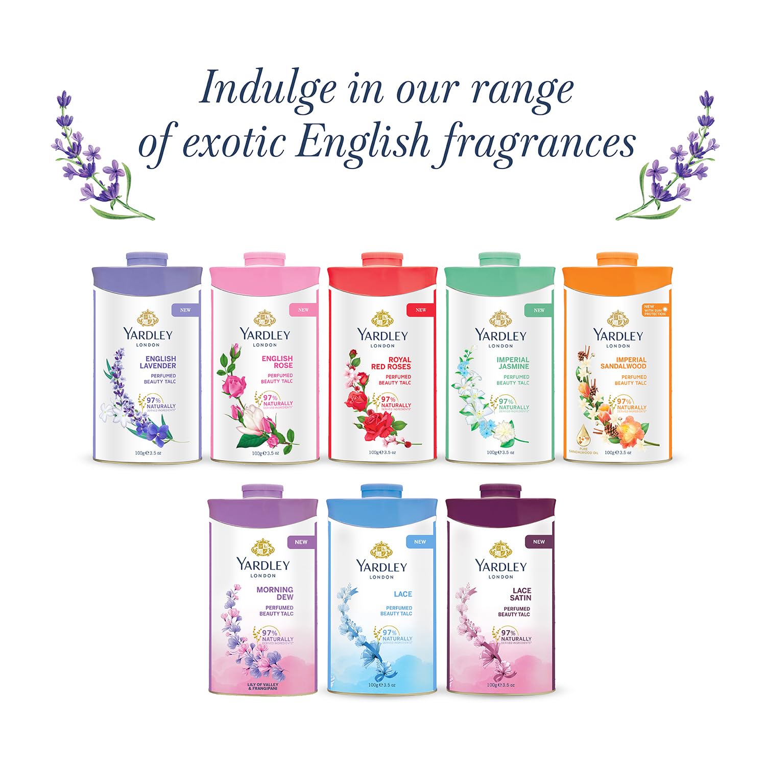 4x Yardley London English Lavender Perfumed Talc| Fragrant Beauty Talc for Women| Smooth texture | 250g - Pack of 4