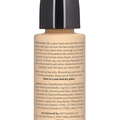 ELIAS Liquid Foundation - 30 ml Water Resistant Lasts Up to 10 Hrs Super Matte Walnuts Meduim Netural Undertone Full Coverage Long Wear Illuminating (Natural)