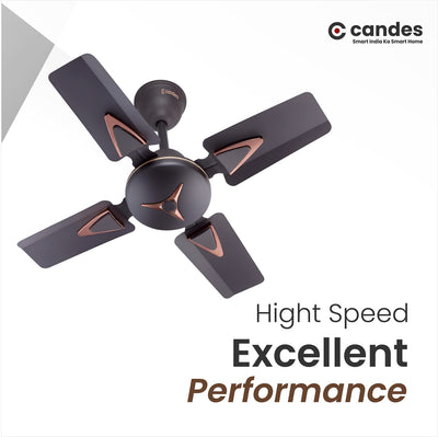 Candes Figo 600 mm /24 inch High Speed Ceiling Fan | BEE Star Rated, High Air Delivery & Energy Saving | Small Fan for Kitchen, Balcony & Small Room | 1+1 Year Warranty | Coffee Brown