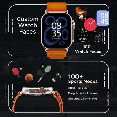 boAt Wave Elevate Pro Smart Watch w/ 1.96" AMOLED Display, BT Calling,Coins,Rugged Metal Body,Functional Crown,Always on Display,100+Sports Mode,HR & SpO2(Royal Orange)