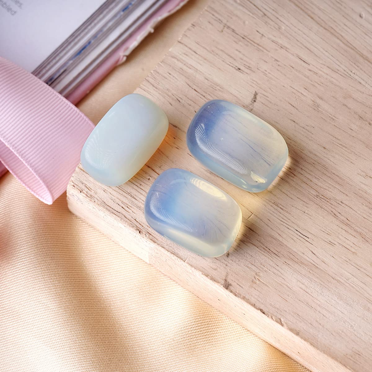 9Dzine Opalite Crystal Stone 100 Gm Natural Raw Tumble Stones Opalite Tumbled Gemstone Pebble for Reiki Healing Vastu Correction Aquarium Stones Crystal at Home Décor
