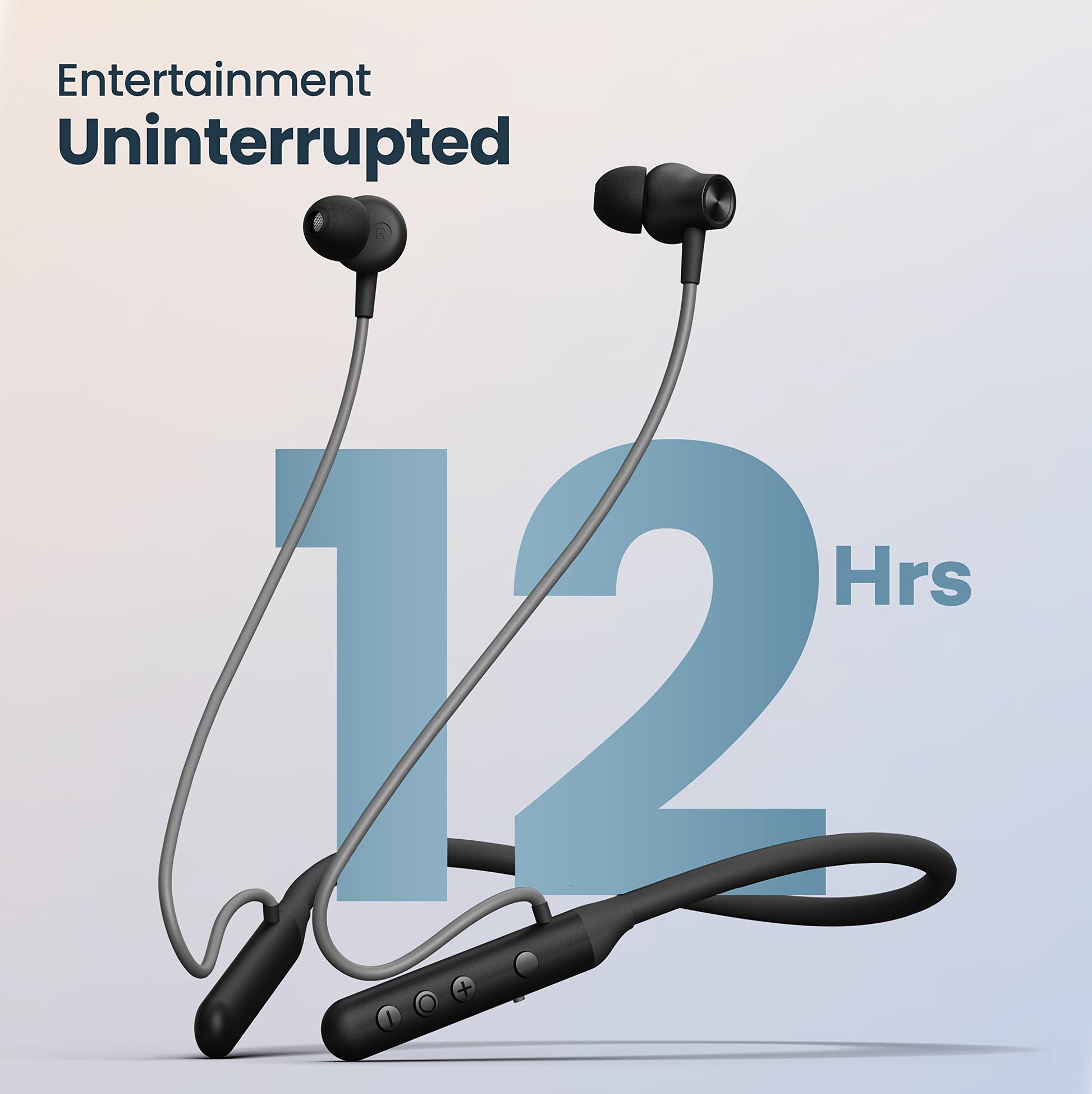 Boult Audio YCharge Wireless in Ear Bluetooth Earphones with 12H Playtime, Type-C Fast Charging (20Min=100% Playtime), Pro+ Calling Mic, Made in India, 12mm Bass Drivers, IPX5 Neckband (Black)