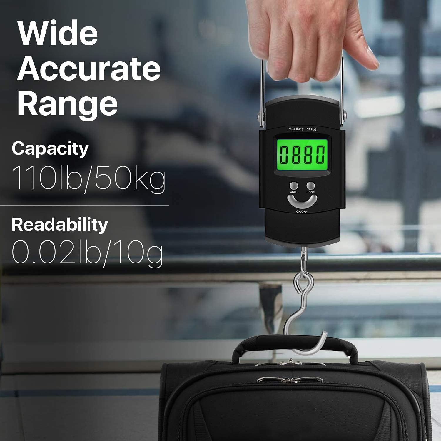 Bulfyss by UrbanFix Electronic 50Kgs Digital Luggage Weighing Scale - Black | Bag Weighing Scale for Luggage | Spring Balance | Weight Machine for Luggage