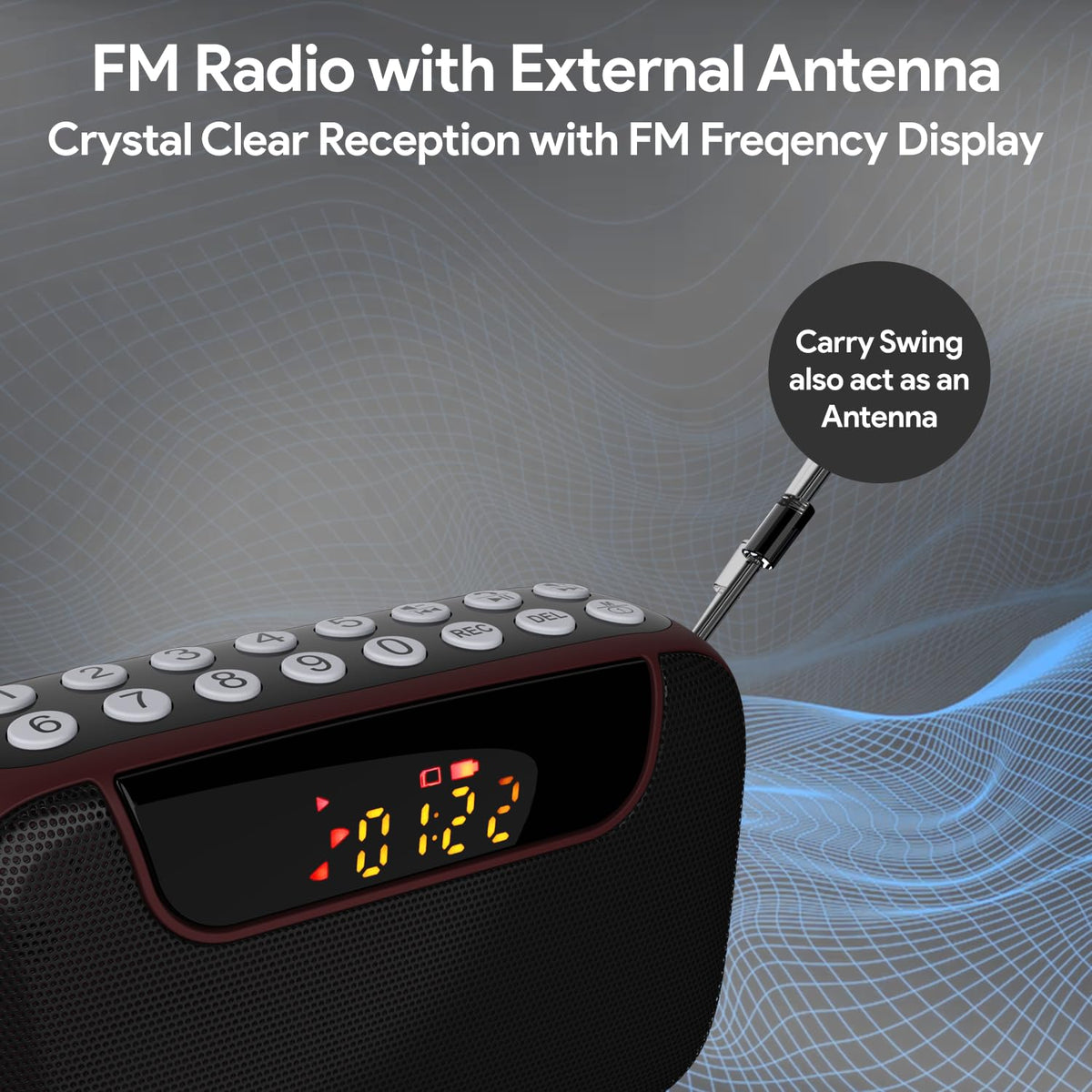 Amkette Pocket Blast 5 in 1 FM Radio with Bluetooth, Powerful Sound, Voice & FM Recording, External Antenna, 7+ Hours Playback, MP3 Player with Number Pad (AUX, SD Card, USB Input) (Brown)