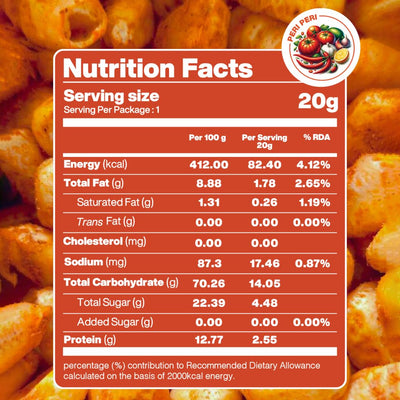 Moon Freeze Dried Peri Peri Crispy Corn 20g Pack of 01 |Not Baked or Fried | No GMO |No Oil & Preservatives | Healthy Snacks | High Protein | Source of Fiber | Gluten-Free | Low Fat | Assorted Pack | 100% Natural Light & Crispy Corn
