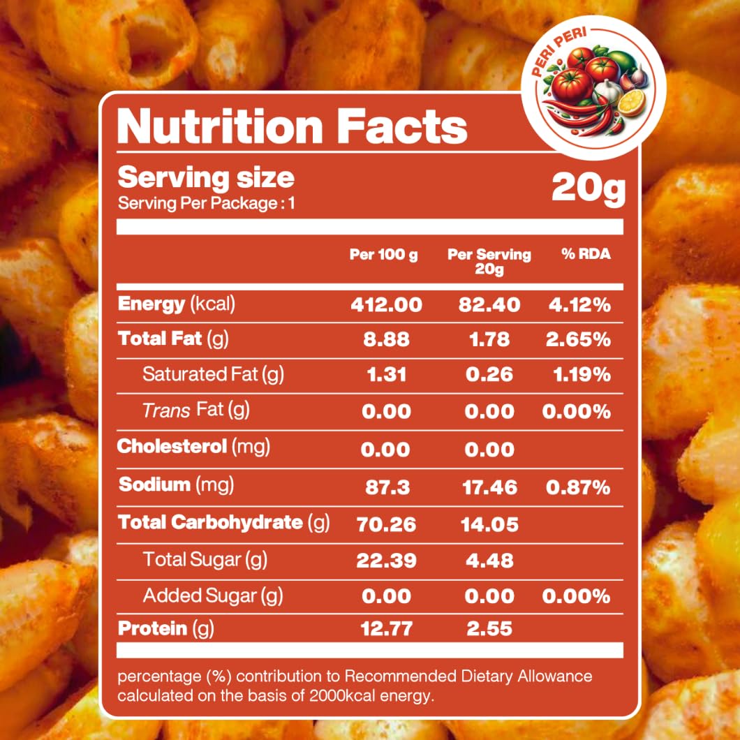Moon Freeze Dried Peri Peri Crispy Corn 20g Pack of 01 |Not Baked or Fried | No GMO |No Oil & Preservatives | Healthy Snacks | High Protein | Source of Fiber | Gluten-Free | Low Fat | Assorted Pack | 100% Natural Light & Crispy Corn