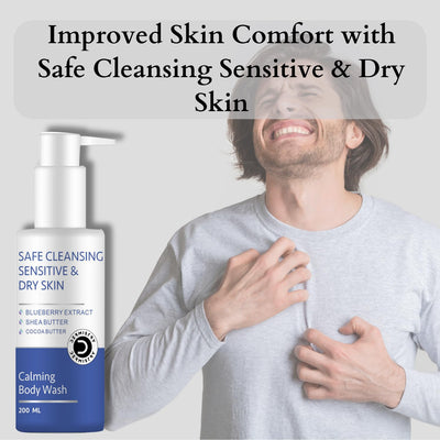 Dermistry Sensitive & Dry Skin Thick Cream Body Wash, Shea & Cocoa Butter Blue Berry, Safe Mild Gentle Cleanser, Moisturizing Revitalizing Wash For Winter, Suits All Skin Types Women Men, 200 ml
