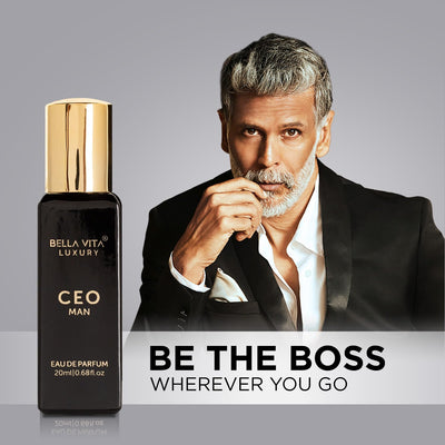 Bella Vita Luxury CEO Man Travel Mini Kit with Charcoal Body Wash 55 Ml for Deep Cleansing, EDP Perfume 20 Ml, No Gas Deo Body Parfum 150 Ml and Perfume Body Lotion 50 Ml
